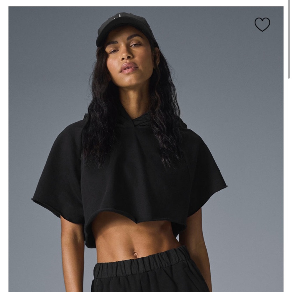 Alo Cropped In The Air Short Sleeve Hoodie